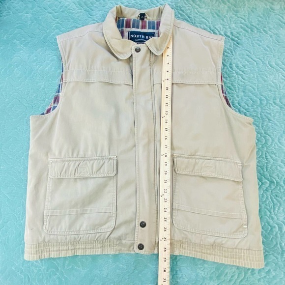 North Bay Men's XLT Tan Flannel Lining Heavy Thick Insulated Zip Vest Jacket - Picture 7 of 8